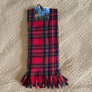 Red Plaid Fringed Fleece Scarf